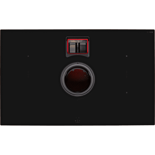 Elica NT-SWITCH BG RC 83cm Venting Induction Hob - Black - For Recirculating Ventilation - Front shot with filter flaps removed